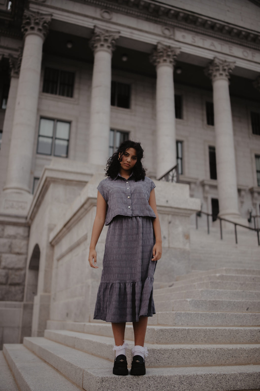 Micro Checkered Skirt Set