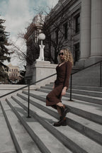 Ruched Dress: Chocolate