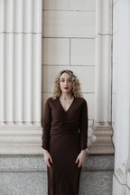 Ruched Dress: Chocolate