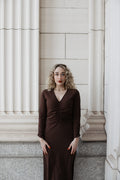Ruched Dress: Chocolate