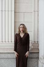 Ruched Dress: Chocolate