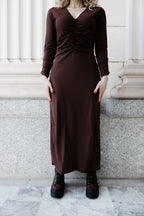Ruched Dress: Chocolate