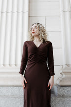 Ruched Dress: Chocolate