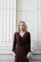 Ruched Dress: Chocolate