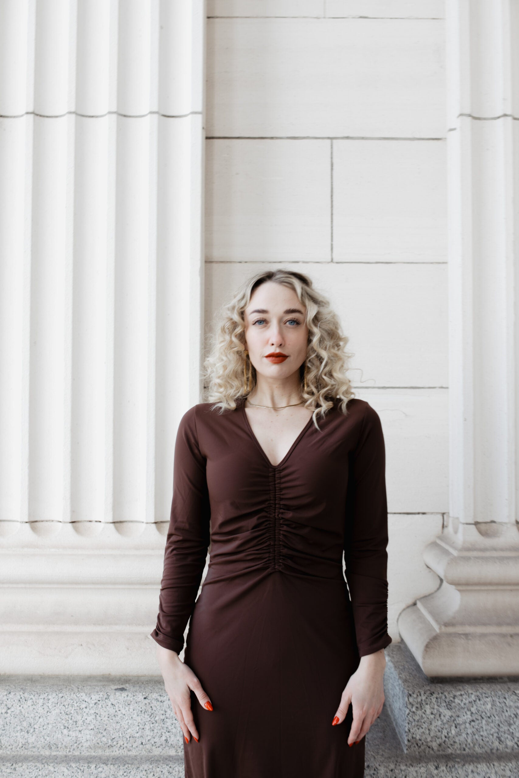 Ruched Dress: Chocolate