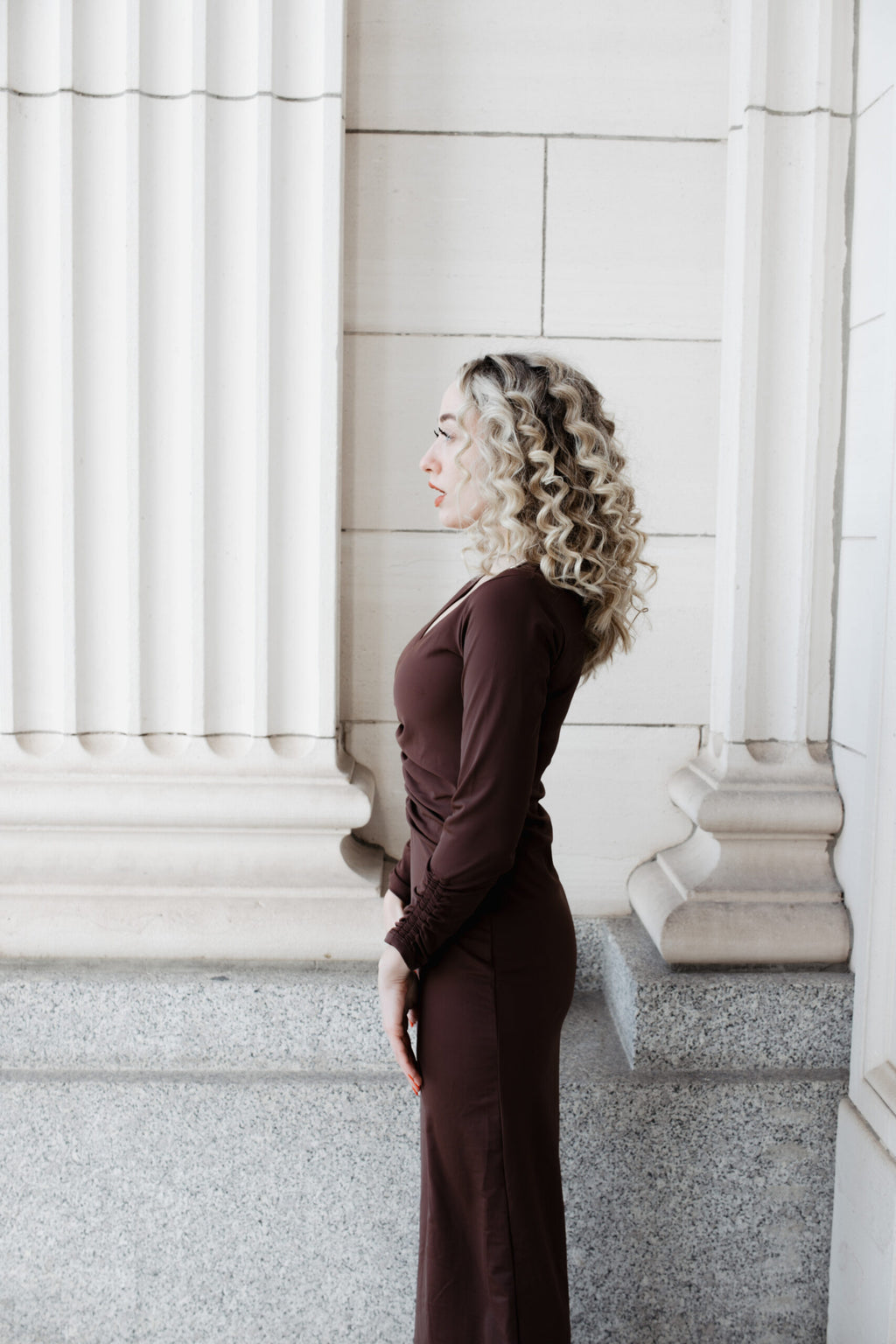 Ruched Dress: Chocolate