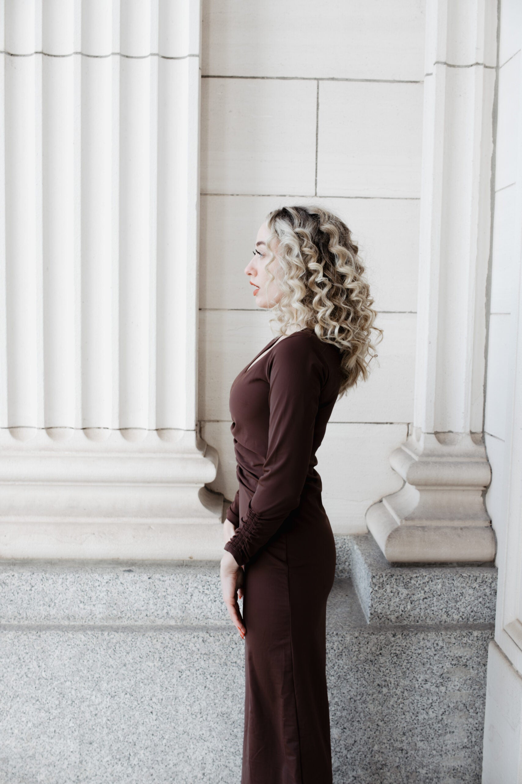 Ruched Dress: Chocolate