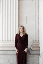 Ruched Dress: Cranberry