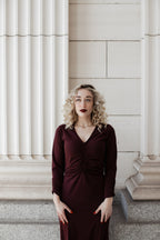 Ruched Dress: Cranberry