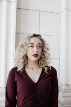 Ruched Dress: Cranberry