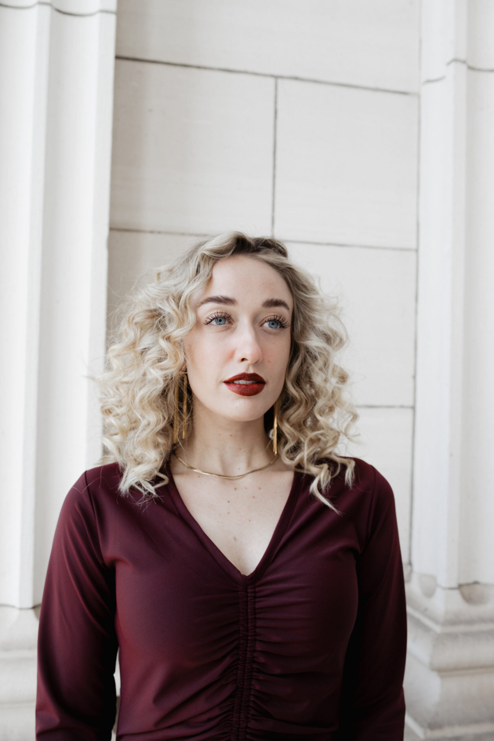 Ruched Dress: Cranberry
