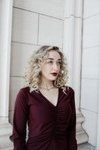 Ruched Dress: Cranberry