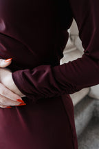 Ruched Dress: Cranberry