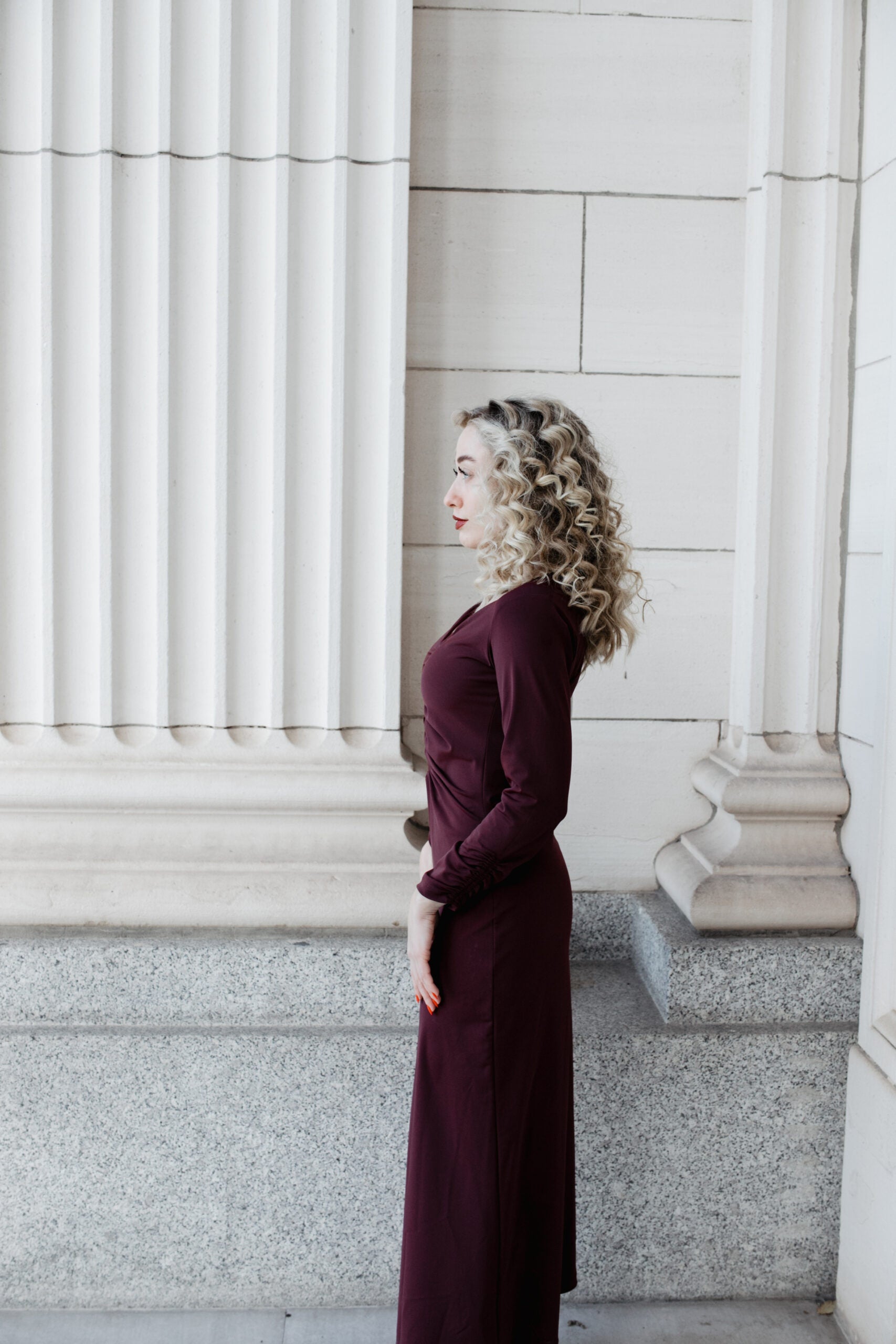 Ruched Dress: Cranberry