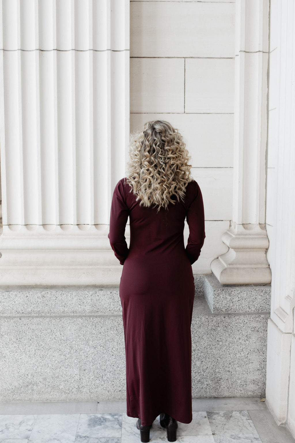 Ruched Dress: Cranberry