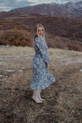 Blue Floral Midi Dress