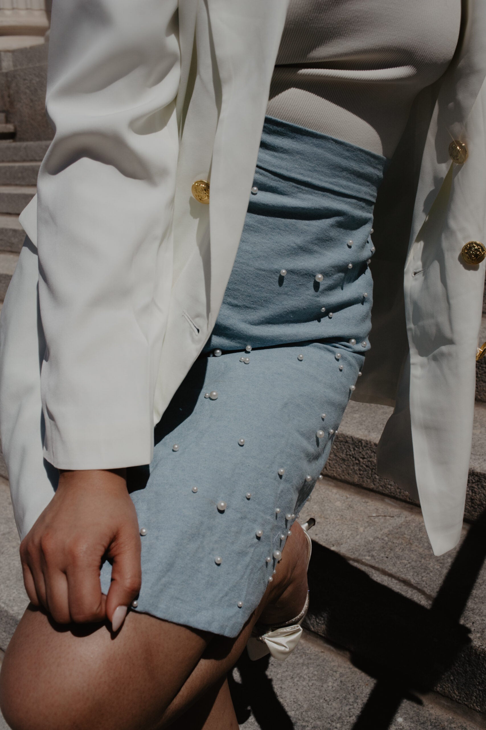 Denim Pearl Skirt