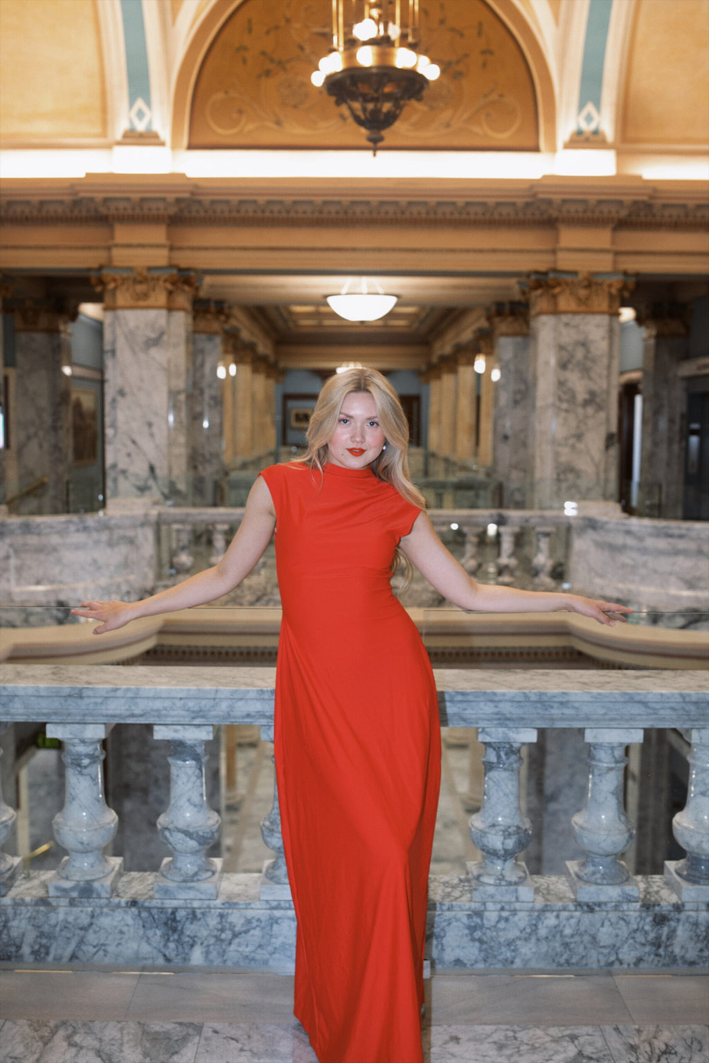 Contour Dress (Cap Sleeve) | Mocktail Collection - Scarlet