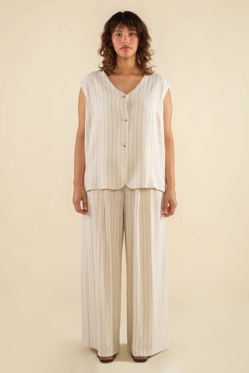 Linen Cream Vest (Pants not included)