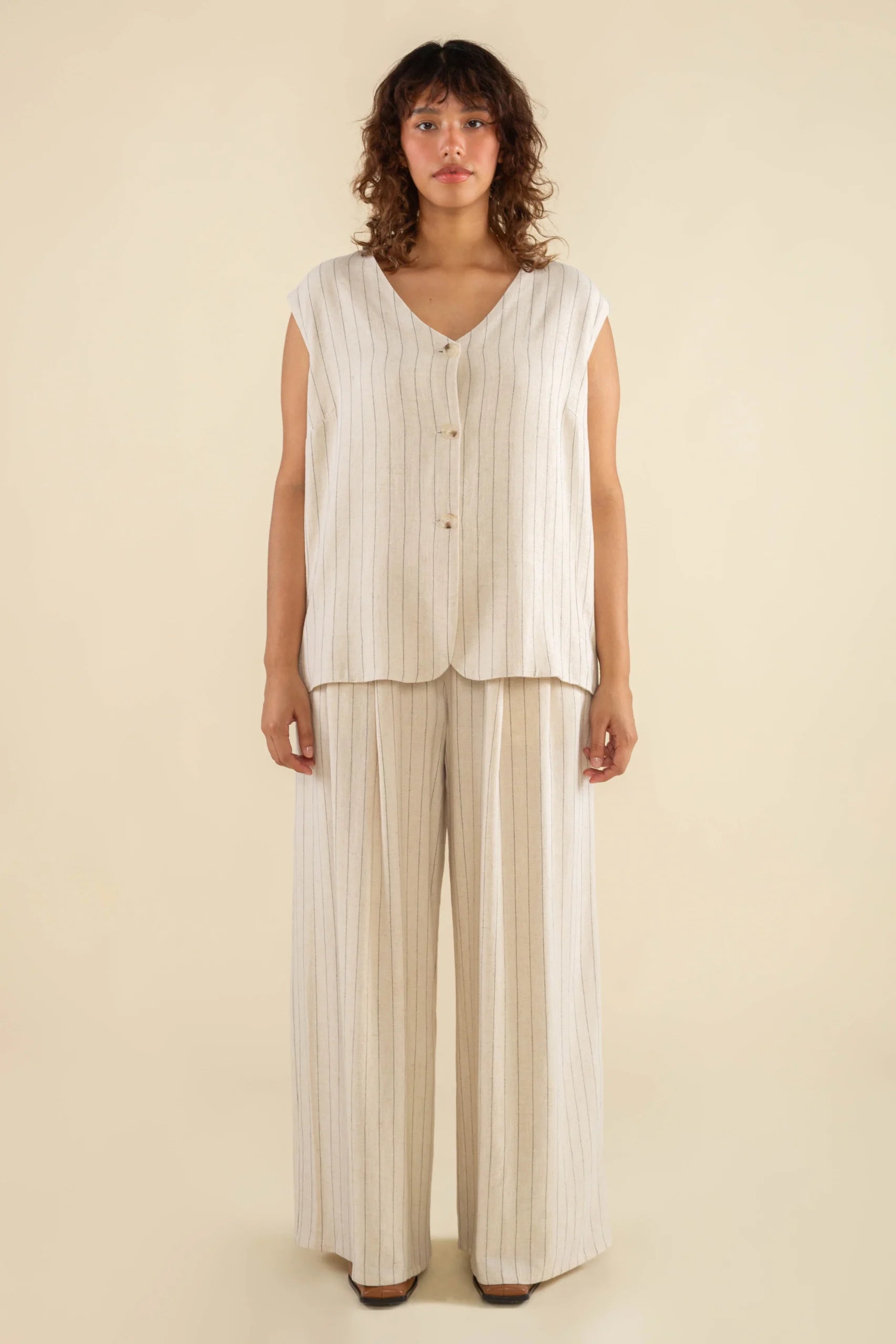 Linen Cream Vest (Pants not included)