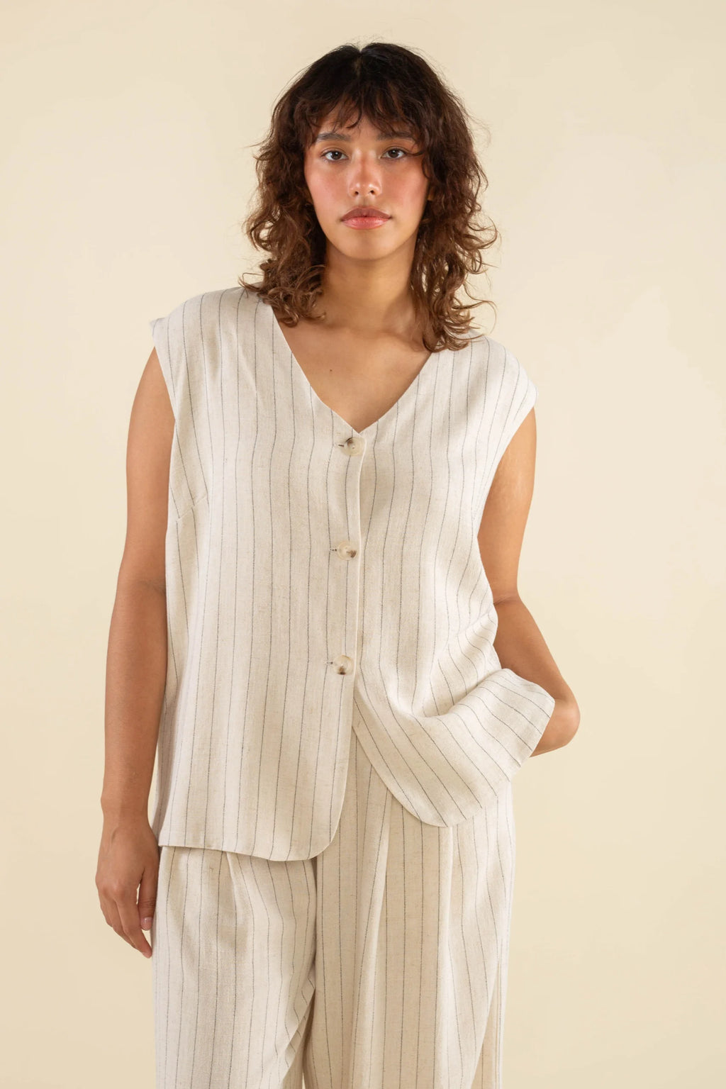 Linen Cream Vest (Pants not included)